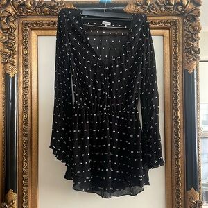 Blue life black flowy simple pattern dress